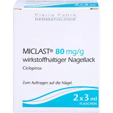 MICLAST 80 mg/g nagų lako, kurio sudėtyje yra veikliosios medžiagos, 2X3 ml
