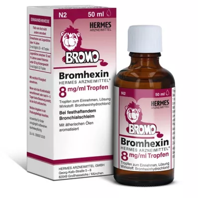 BROMHEXIN Hermes Arzneimittel 8 mg/ml lašai, 50 ml
