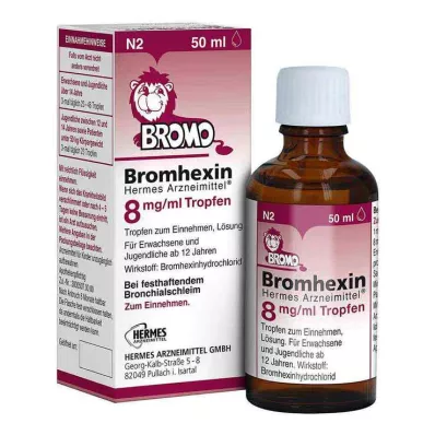 Bromhexine HERMES Medicines® 8 mg/ml lašai, 50 ml Bromhexine HERMES Medicines® 8 mg/ml lašai, 50 ml