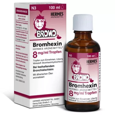 BROMHEXIN Hermes Arzneimittel 8 mg/ml lašai, 100 ml