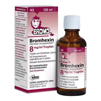 Bromhexine HERMES Medicines® 8 mg/ml lašai, 100 ml