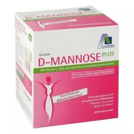 D-MANNOSE PLUS 2000 mg lazdelės su vitaminais ir mineralais, 60X2,47 g