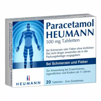 Paracetamolis HEUMANN 500 mg tabletės nuo skausmo ir karščiavimo, 20 vnt