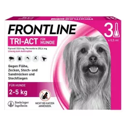 FRONTLINE Tri-Act tirpalas, skirtas lašinti 2-5 kg šunims, 3 vnt
