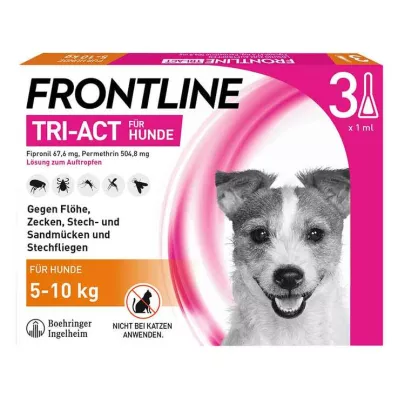 FRONTLINE Tri-Act tirpalas, skirtas lašinti šunims 5-10 kg, 3 vnt FRONTLINE Tri-Act tirpalas, skirtas lašinti šunims 5-10 kg, 3 vnt