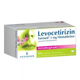 LEVOCETIRIZIN Fairmed 5 mg plėvele dengtos tabletės, 100 vnt