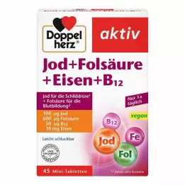 DOPPELHERZ Jodo + folio rūgšties + geležies + B12 tabletės, 45 vnt