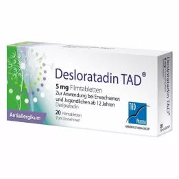 DESLORATADIN TAD 5 mg plėvele dengtos tabletės, 20 vnt