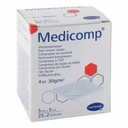 MEDICOMP Neaustinis komp. sterilus 5x5 cm 4 sluoksnių, 25X2 vnt