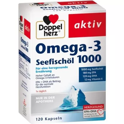 DOPPELHERZ Omega-3 jūros žuvų taukai 1000 kapsulių, 120 kapsulių