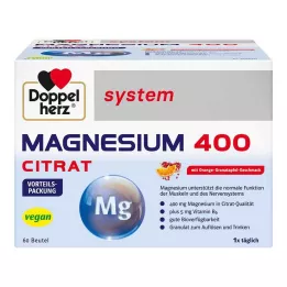 DOPPELHERZ Magnio 400 citrato sistemos granulės, 60 vnt