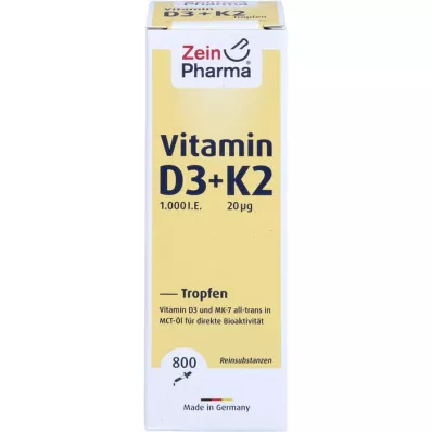 VITAMIN D3+K2 MK-7 lašai gerti, didelės dozės, 25 ml