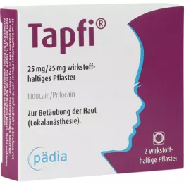 TAPFI 25 mg/25 mg pleistras su veikliąja medžiaga, 2 vnt