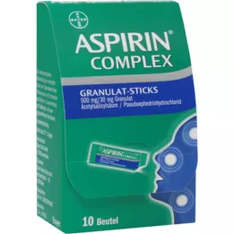 ASPIRIN Sudėtinės granulių lazdelės 500 mg/30 mg granulės, 10 vnt