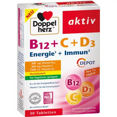 DOPPELHERZ B12+C+D3 Depot aktyvios tabletės, 30 vnt