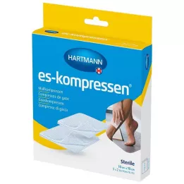 ES-KOMPRESSEN sterilūs 10x10 cm 8 sluoksnių 17 siūlų, 5X2 vnt