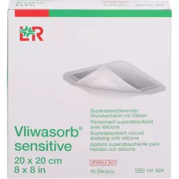 VLIWASORB jautrus 20x20 cm superabsorbuojantis žaizdų tvarstis, 10 vnt