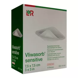 VLIWASORB jautrus 7,5x7,5 cm superabsorbuojantis žaizdų tvarstis, 10 vnt