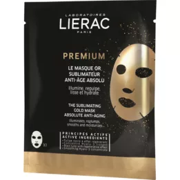 LIERAC Aukščiausios kokybės tobulinamoji aukso lakštinė kaukė, 1X20 ml