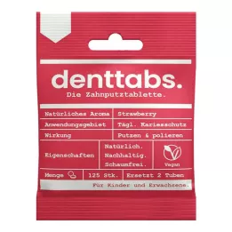 DENTTABS Vaikiškos braškės be fluorido, 125 vnt