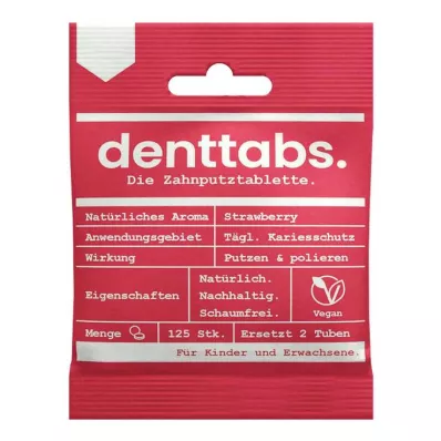 Denttabs Kids Strawberry be fluoro, 125 vnt