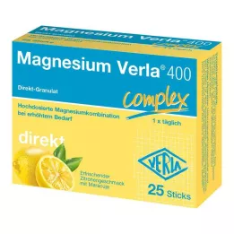 MAGNESIUM VERLA 400 tiesioginių citrinų granulių, 25 vnt