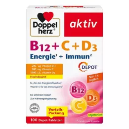 DOPPELHERZ B12+C+D3 Depot veikliosios tabletės, 100 vnt