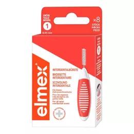 ELMEX Tarpdančių šepetėliai ISO 1 dydžio 0,45 mm oranžinės spalvos, 8 vnt