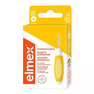 ELMEX Tarpdančių šepetėliai ISO 4 dydžio 0,7 mm geltoni, 8 vnt
