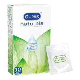 DUREX Natūralūs prezervatyvai su vandens pagrindo lubrikantu, 10 vnt