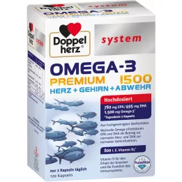 DOPPELHERZ Omega-3 Premium 1500 sisteminės kapsulės, 120 kapsulių