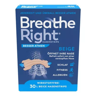 BESSER Atmen Breathe Right nosies pleistrai dideli smėlio spalvos, 30 vnt BESSER Atmen Breathe Right nosies pleistrai dideli smėlio spalvos, 30 vnt