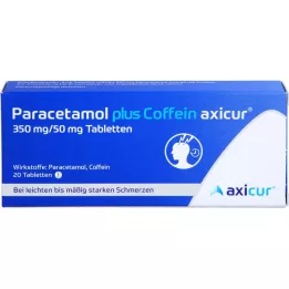 PARACETAMOL plius kofeinas axicur 350 mg/50 mg tabletės, 20 vnt