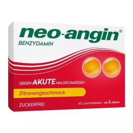 NEO-ANGIN Benzidaminas ūminis gerklės skausmas citrina, 40 vnt