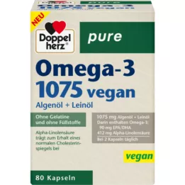 DOPPELHERZ Omega-3 1075 veganiškos grynos kapsulės, 80 kapsulių