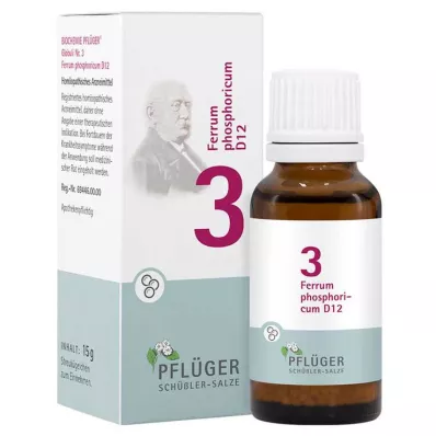Biochemija Pflueger 3 Ferrum phosphoricum D 12 rutuliukų, 15 g Biochemija Pflueger 3 Ferrum phosphoricum D 12 rutuliukų, 15 g
