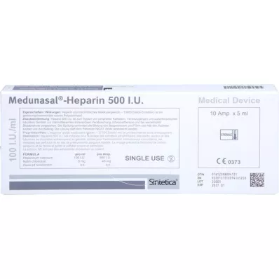 MEDUNASAL-Heparinas 500 I.U. ampulės, 10X5 ml