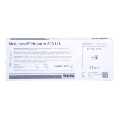 Medunasalinis heparinas 500 TV.Ampulės, 10X5 ml