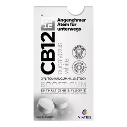 CB12 boost Eukaliptas balta kramtomoji guma, 10 vnt