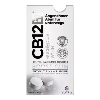 CB12 boost Eucalyptus balta kramtomoji guma, 10 vnt CB12 boost Eucalyptus balta kramtomoji guma, 10 vnt