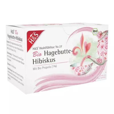 H&amp;S Organic Rose Hip Hibiscus filtravimo maišelis, 20X3,0 g