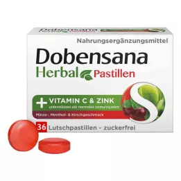 DOBENSANA Žolelių vyšnių skonio vitaminas C &amp; Cinko pastilės, 36 vnt