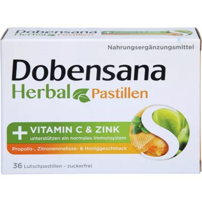 DOBENSANA Žolelių medaus skonio Vit. C &amp; Cinko pastilės, 36 vnt