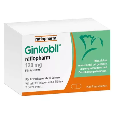 Ginkobil ratiopharm 120mg su Ginkgo biloba, 200 vnt Ginkobil ratiopharm 120mg su Ginkgo biloba, 200 vnt