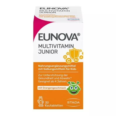 Eunova Junior apelsinų skonio kramtomosios tabletės, 30 vnt