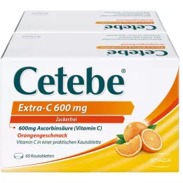 CETEBE Extra-C 600 mg kramtomosios tabletės, 120 vnt