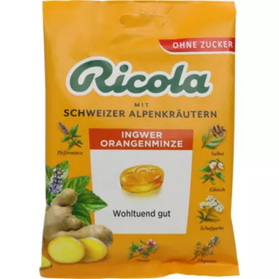 RICOLA o.Z.Bag imbieriniai, apelsininiai, mėtų saldainiai, 75 g