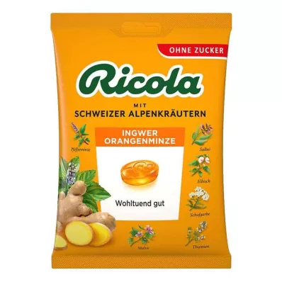Ricola becukris imbierinių apelsinų mėtinių saldainių maišelis, 75 g