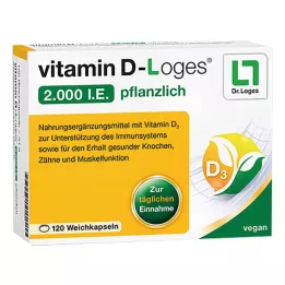 VITAMIN D-LOGES 2 000 I.U. augalinės minkštos kapsulės, 120 vnt