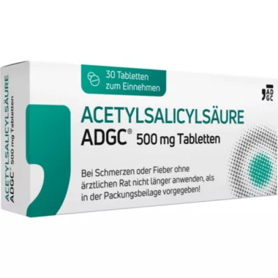 ACETYLSALICYLSÄURE ADGC 500 mg tabletės, 30 vnt